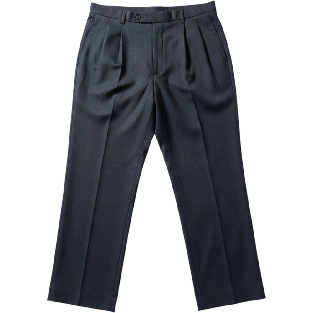 Nautica Mens Navy Blue  Wool Pleated Dress Trousers Suspender Buttons 35x27.5